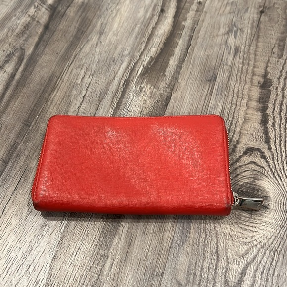 Furla Red Saffiano Leather Zip Around Wallet - Picture 4 of 16